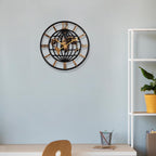 Solar Quartz® 20 Inch World Map Designer Wall Clock | Black & Gold Open Frame Decorative Clock (SQ-35)