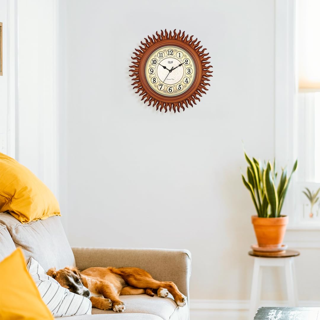 Solar Quartz® 22″ Sun-Themed Designer Wall Clock