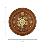 Solar Quartz® 20 Inch Vintage Moving Gear Wall Clock | Wooden Finish Decorative Designer Clock (SQ-55)