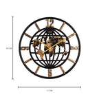 Solar Quartz® 20 Inch World Map Designer Wall Clock | Black & Gold Open Frame Decorative Clock (SQ-35)