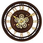 Solar Quartz® 24 Inch Luxury Moving Gear Wall Clock | Vintage Steampunk Open Dial Design (SQ-44)