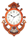 Solar Quartz® Anchor & Ship Wheel Decorative Wall Clock – 22×17 Inch Nautical Wall Décor (Model 5786)