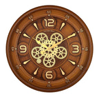 Solar Quartz® 20 Inch Vintage Moving Gear Wall Clock | Wooden Finish Decorative Designer Clock (SQ-55)